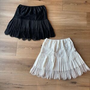 Lace Layering Mini Skirt Set M NWOT Black White Pleated Coquette Balletcore